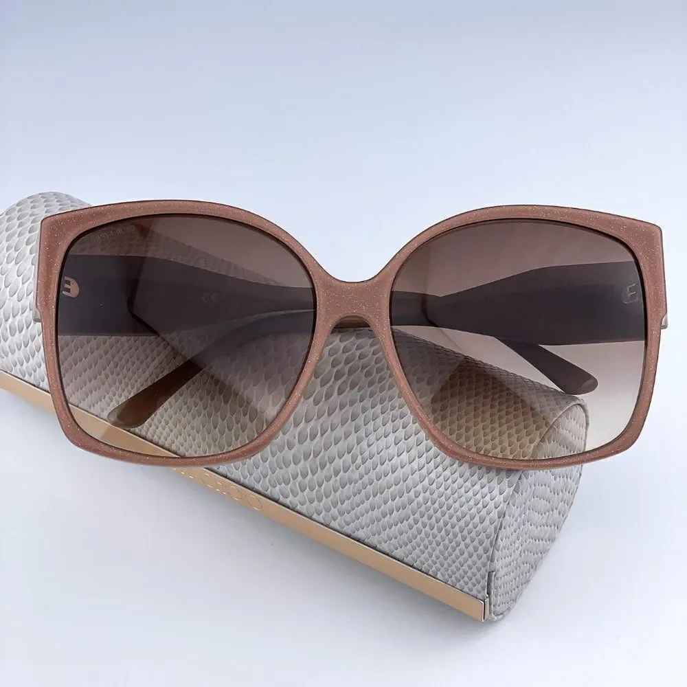 SALE! NEW Jimmy Choo Noemi/S KON HA Nude Glitter Gradient Square Women Sunglasse
